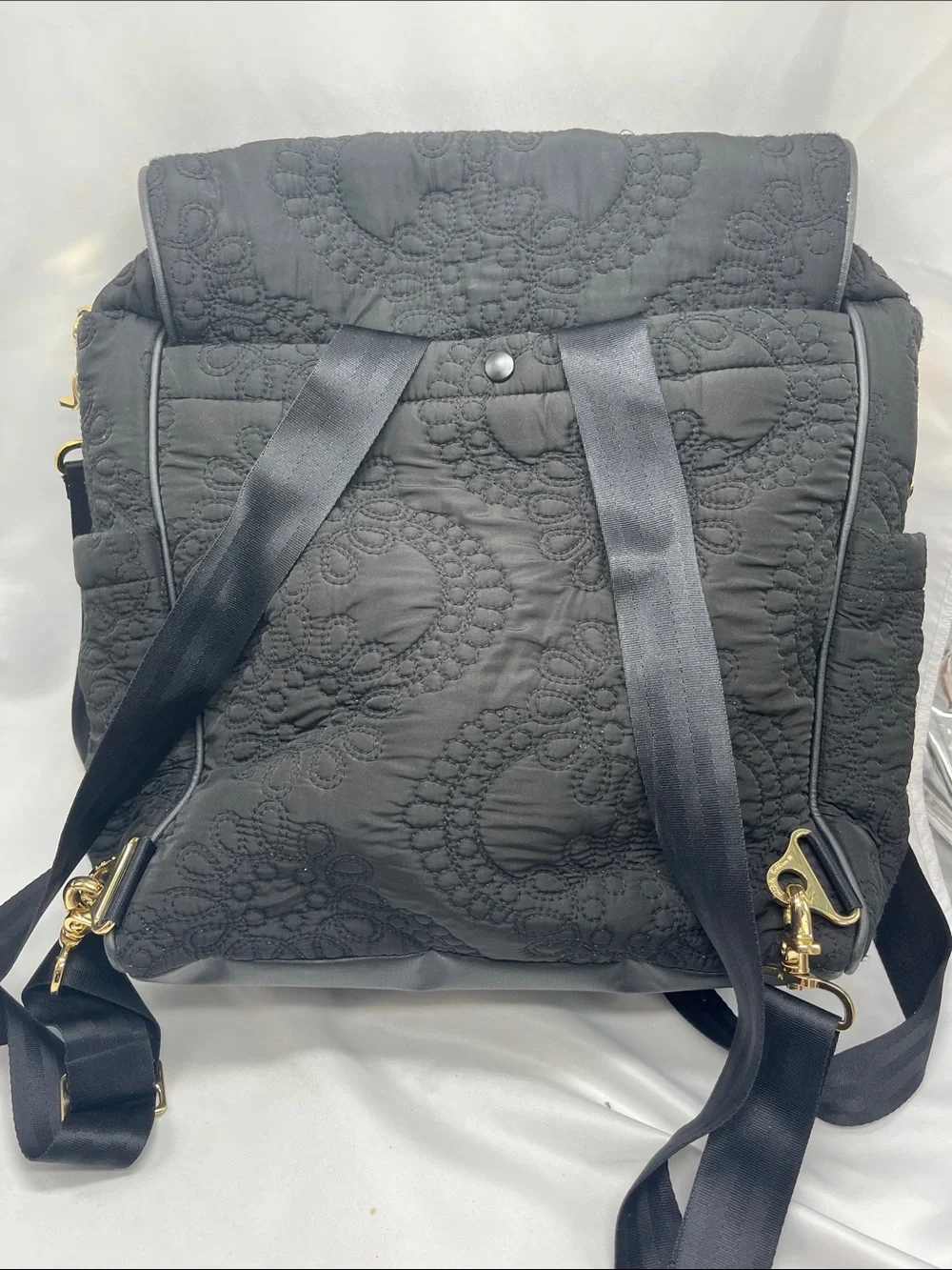 Petunia Pickle Bottom Black Quilted Boxy Backpack Diaper Bag